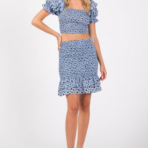Blue Smocked Co-Ord Set