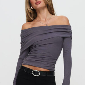 Grey Mist Off-Shoulder Top